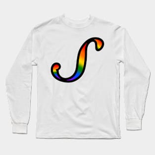 Rainbow Cursive Letter S Long Sleeve T-Shirt